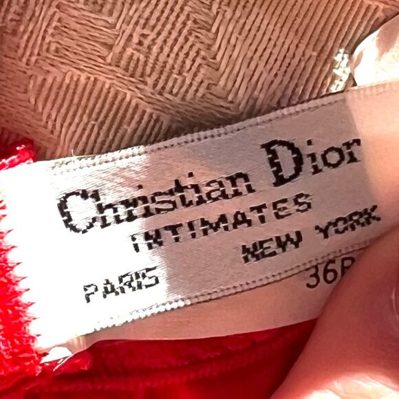 Vintage Christian Dior Satin & Lace Underwire Red Bra 36B - Picture 10 of 12